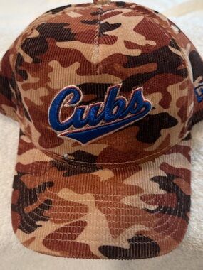 New Era Cubs Camo Baseball Cap in Brown and Blue